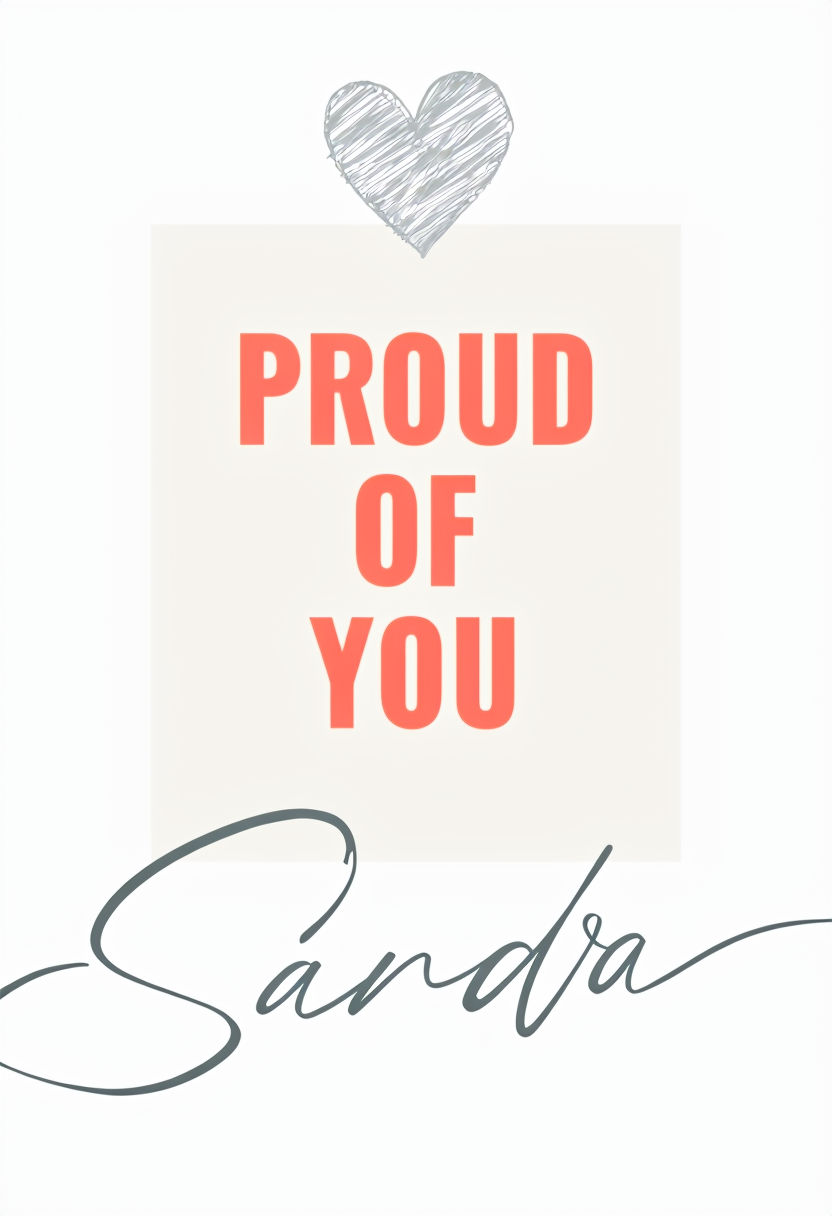 Minimalist 'Proud of You' Encouraging Message Art