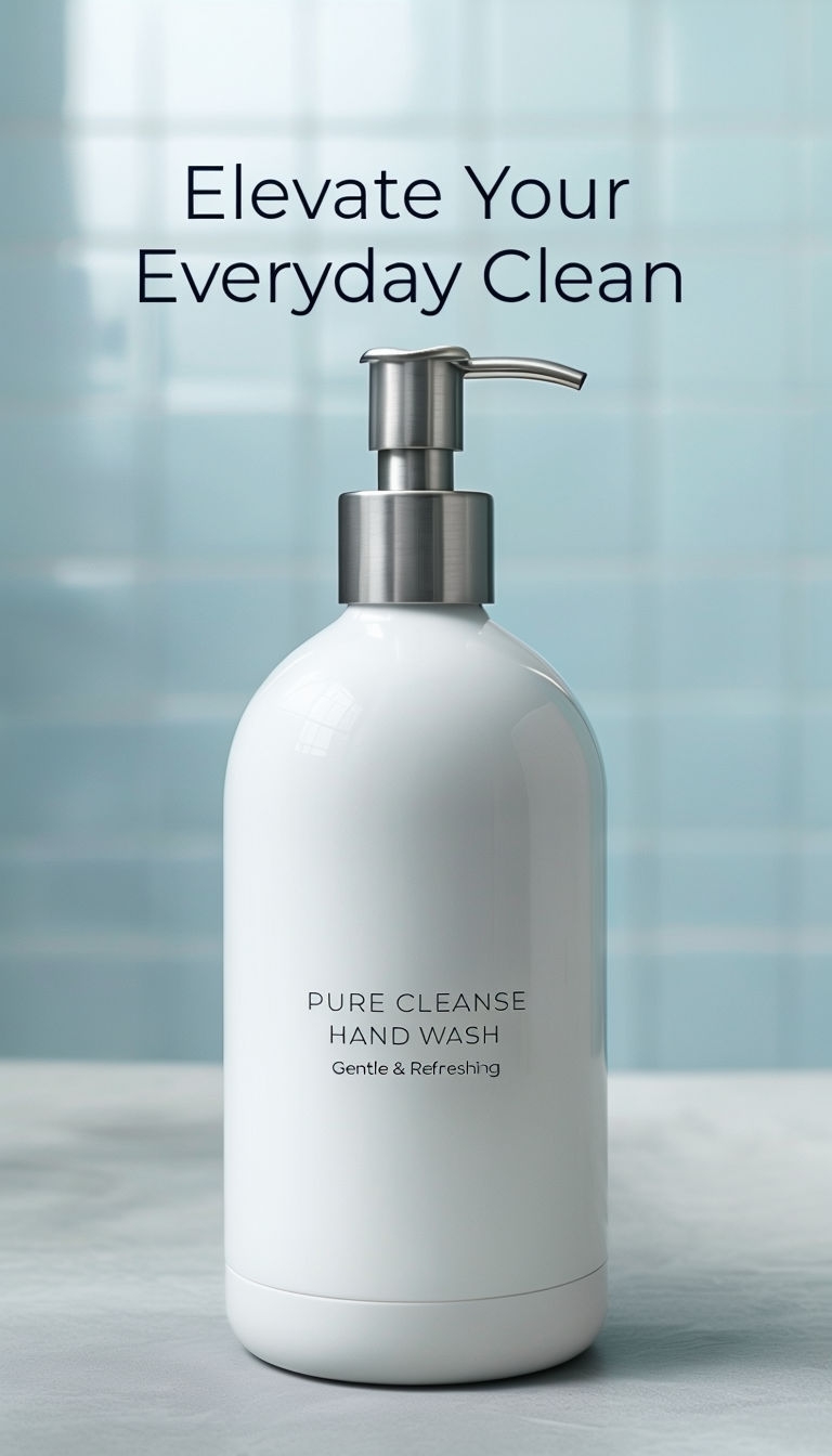 Minimalist Pure Cleanse Hand Wash Dispenser Bottle Ad