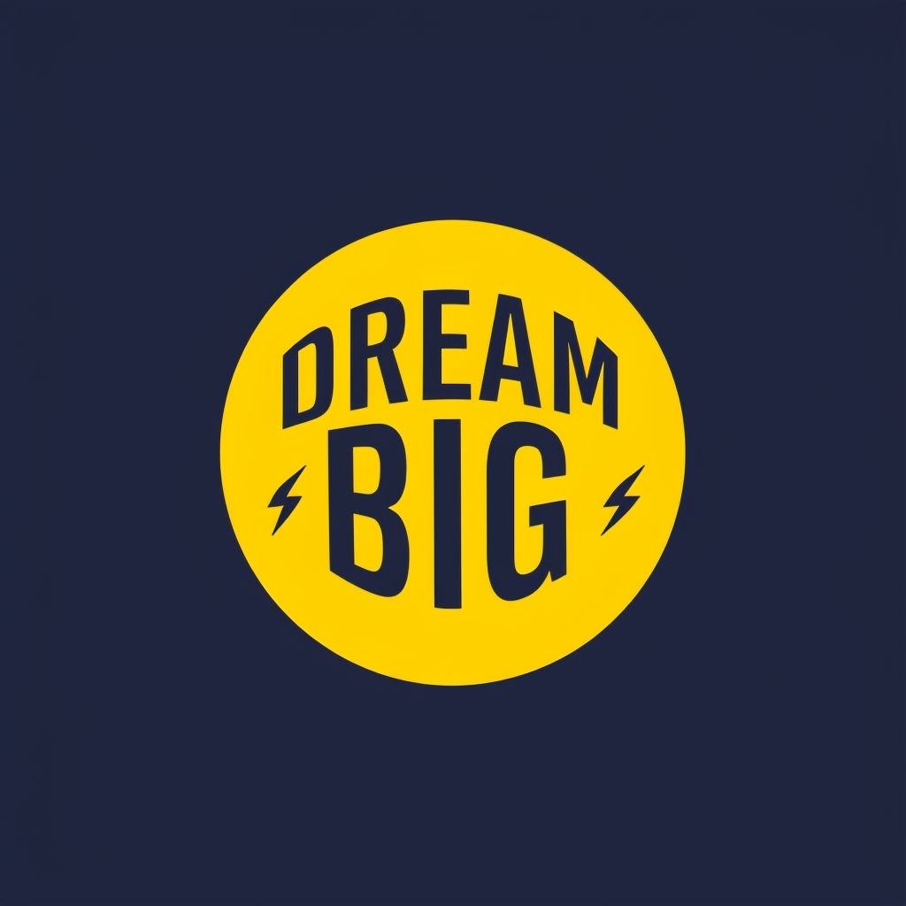 Bright Yellow DREAM BIG Typography with Lightning Bolt Sticker