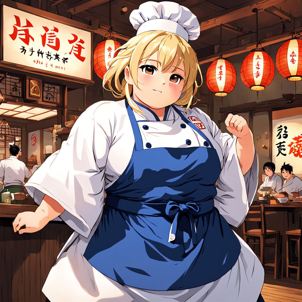 A morbidly fat 700 pound anime girl with a squishy massive belly and blond  hair