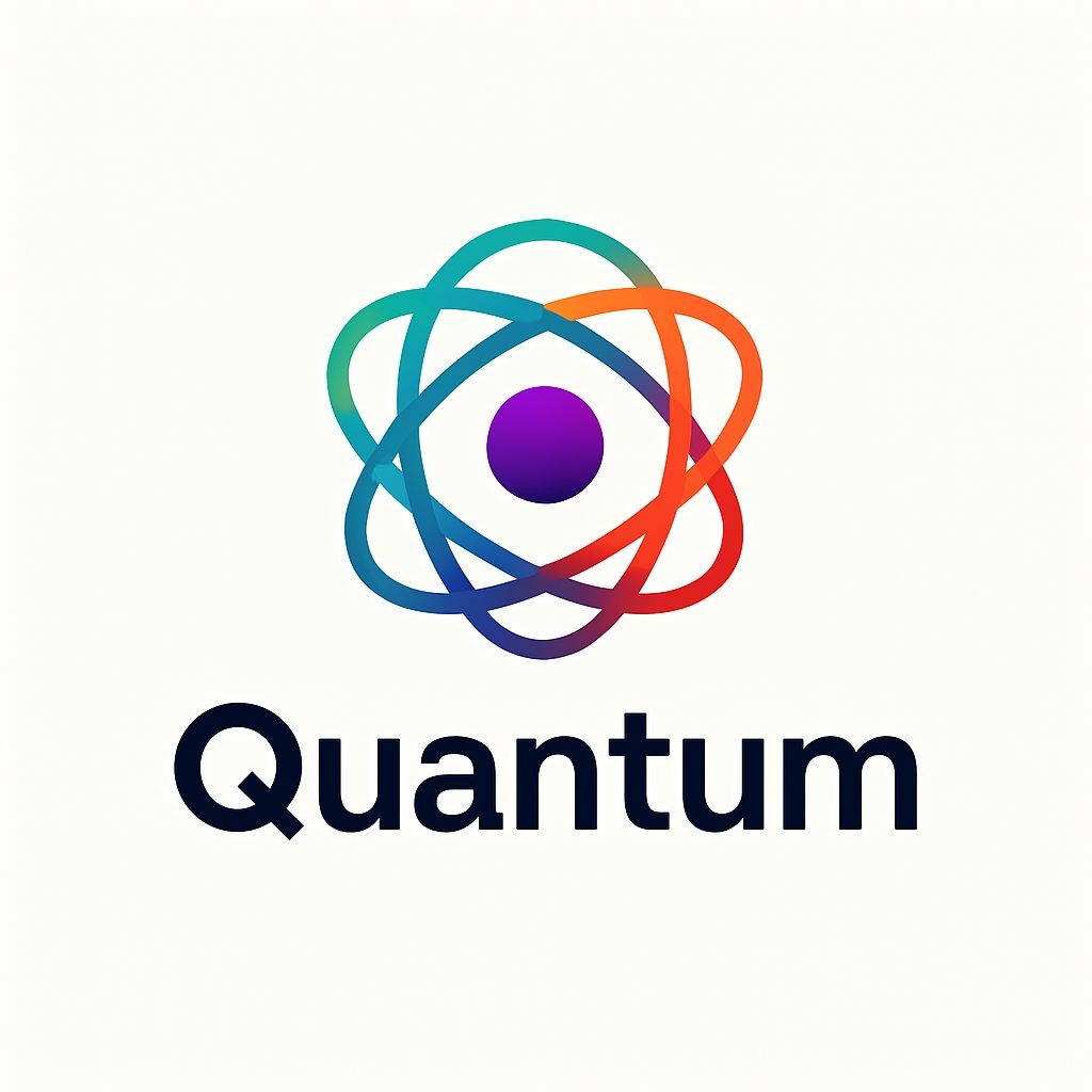 Vivid Purple Quantum Atom Logo with Concentric Loops