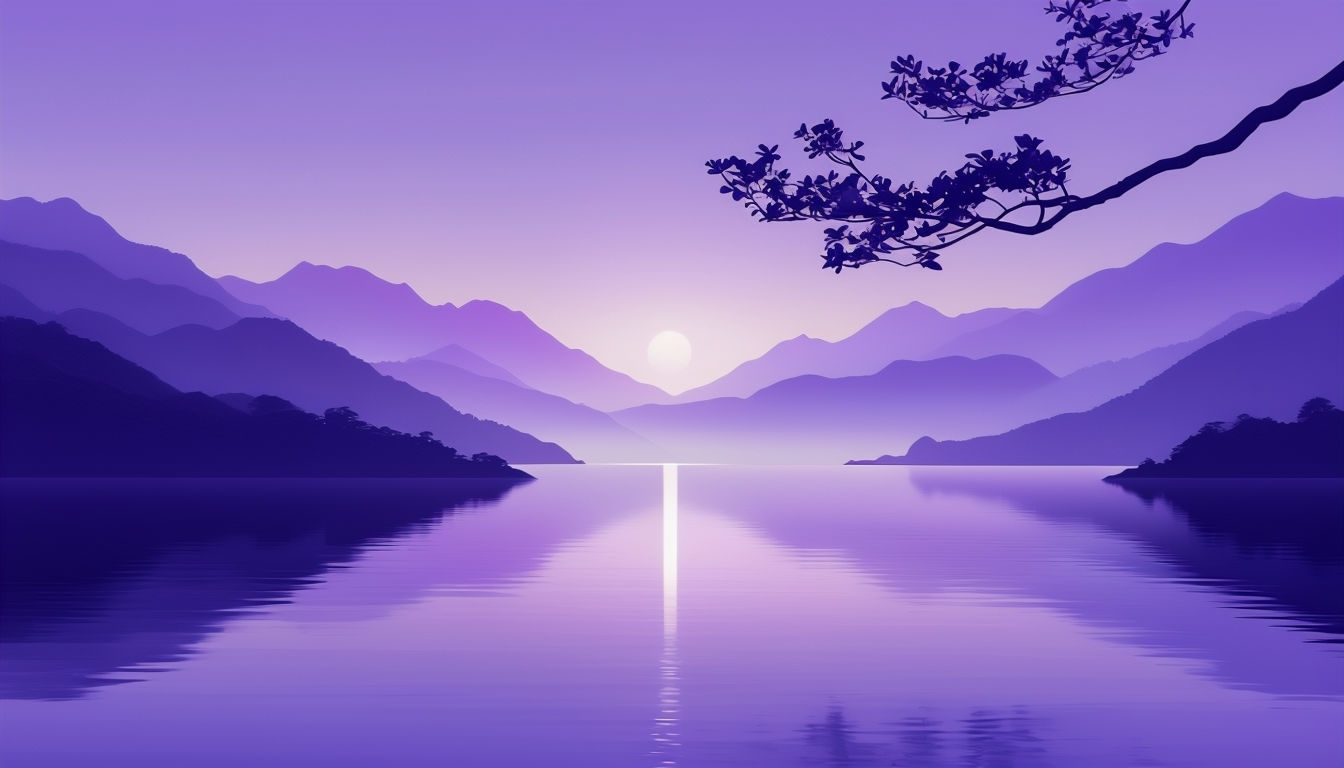 Serene Minimalist Mountain Landscape with Reflections Background