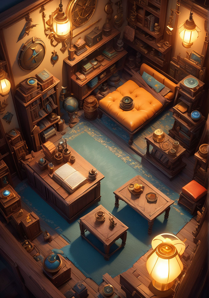 Bird'seye view of a square retrothemed room by Loko Loko Playground