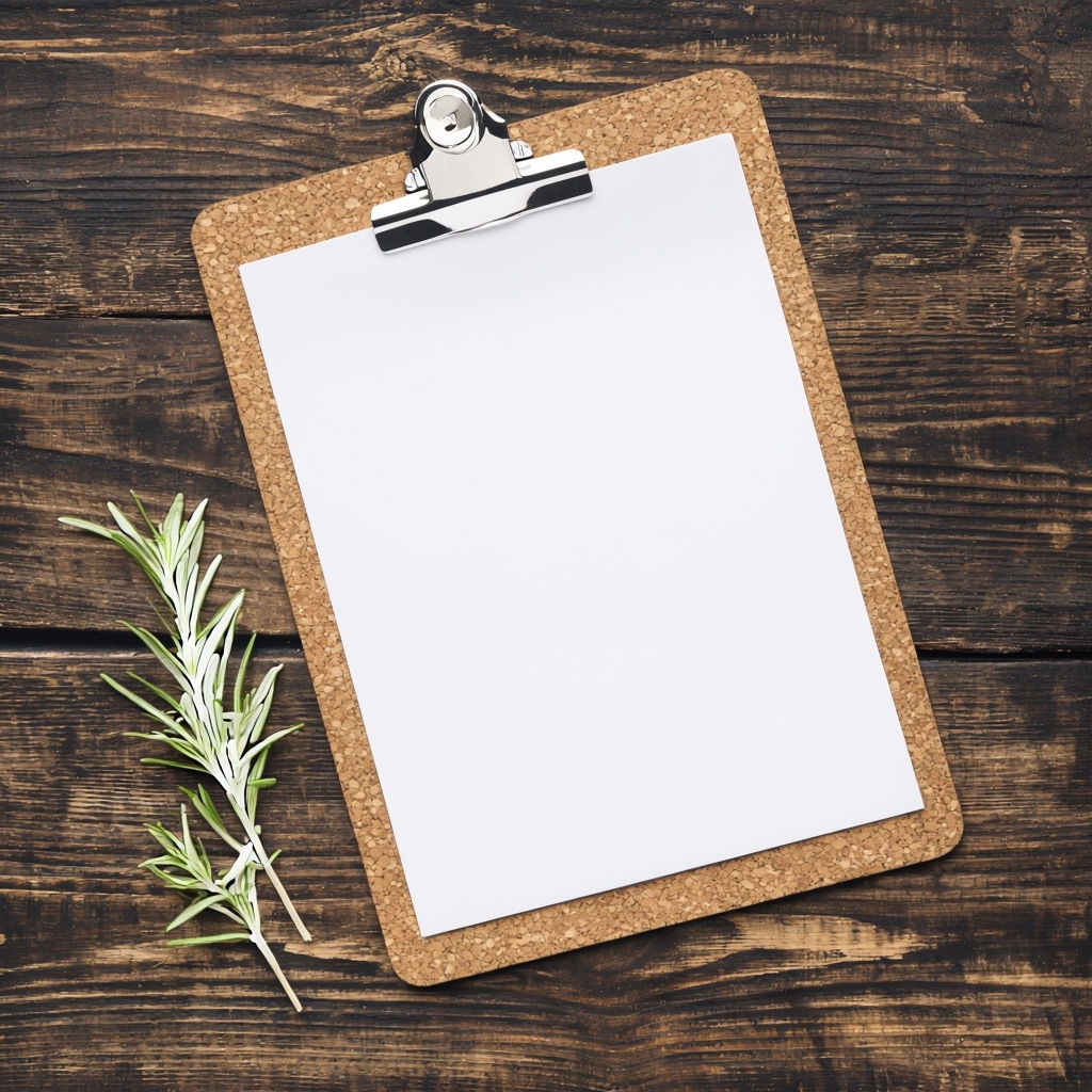 Minimalist Restaurant Menu Flyer on Clipboard Mockup