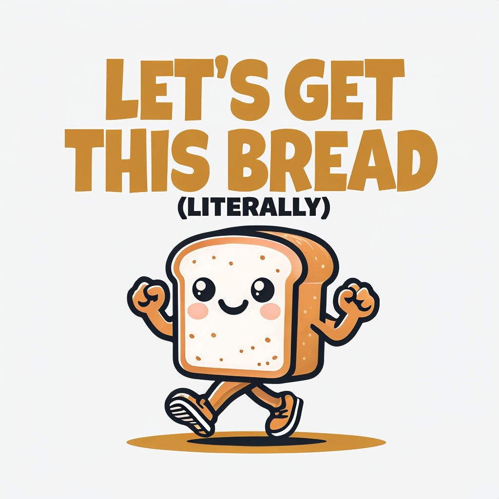 Playful Let's Get This Bread Loaf Jogging Sticker