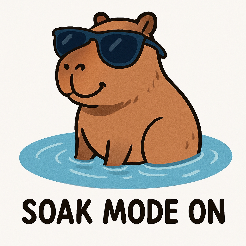 Cool Cartoon Capybara in Sunglasses Soaking in Water Sticker