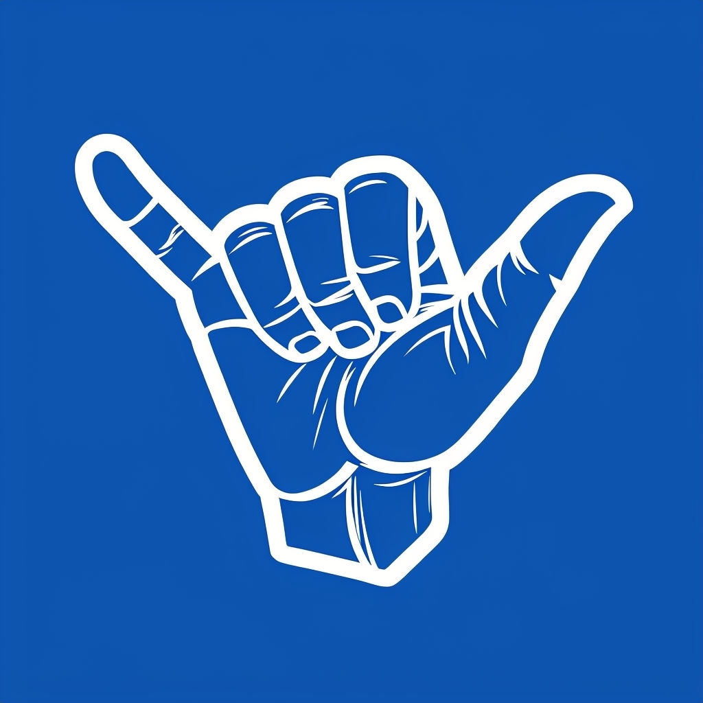 Minimalist Shaka Hand Gesture Outline Design Logo