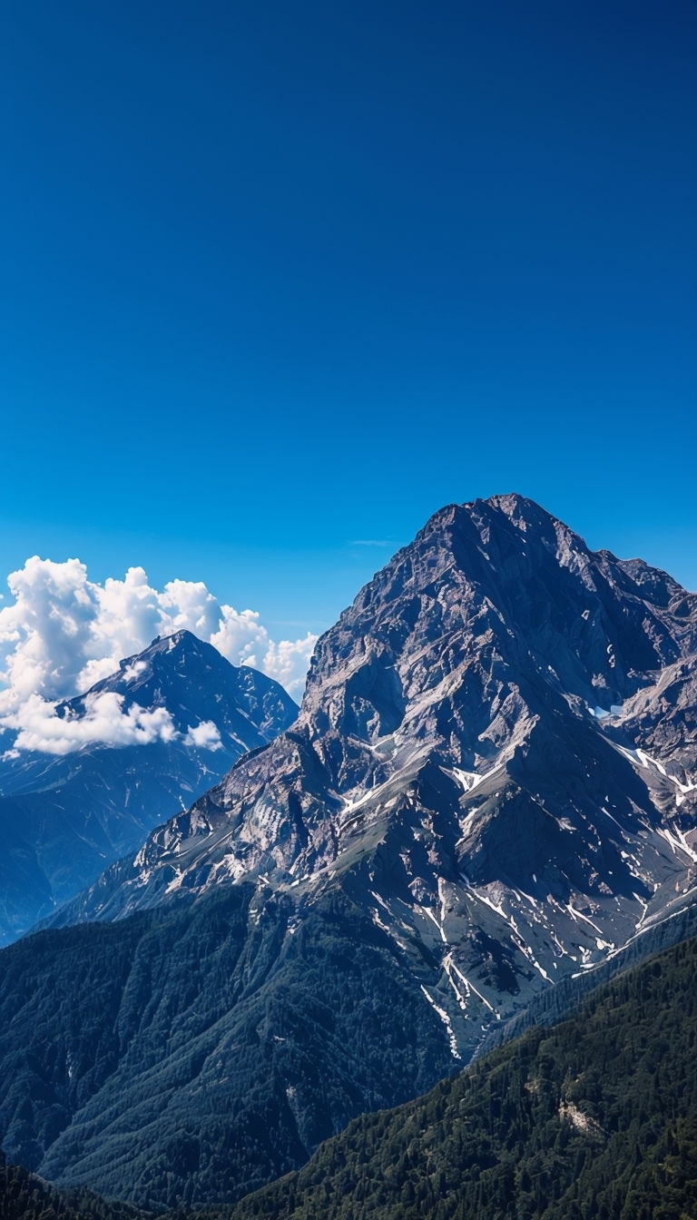 Tranquil Serene Mountain Landscape Under Clear Blue Sky Mobile Wallpaper
