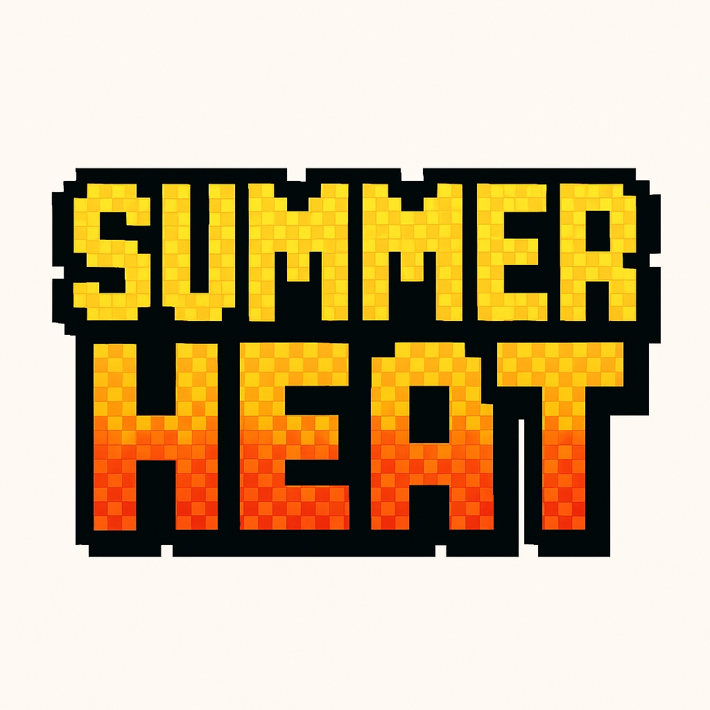 Pixelated Summer Heat Retro Text Sticker