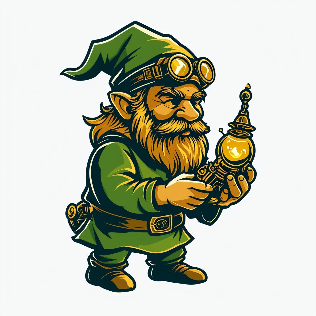 Dynamic Gnome Character Vector Illustration Sticker