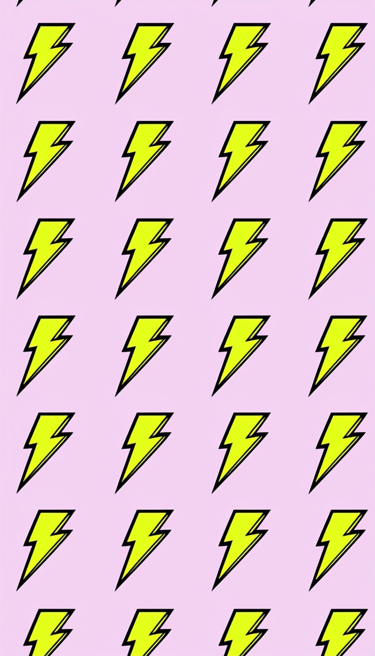 Playful Retro Lightning Bolts Pattern on Pink Background Social Media Post
