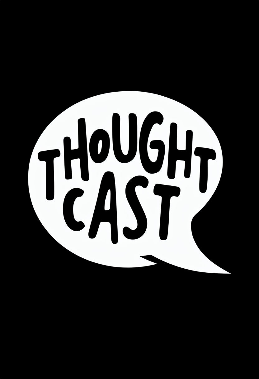 Minimalist White Speech Bubble Logo for Thought Cast Brand Logo