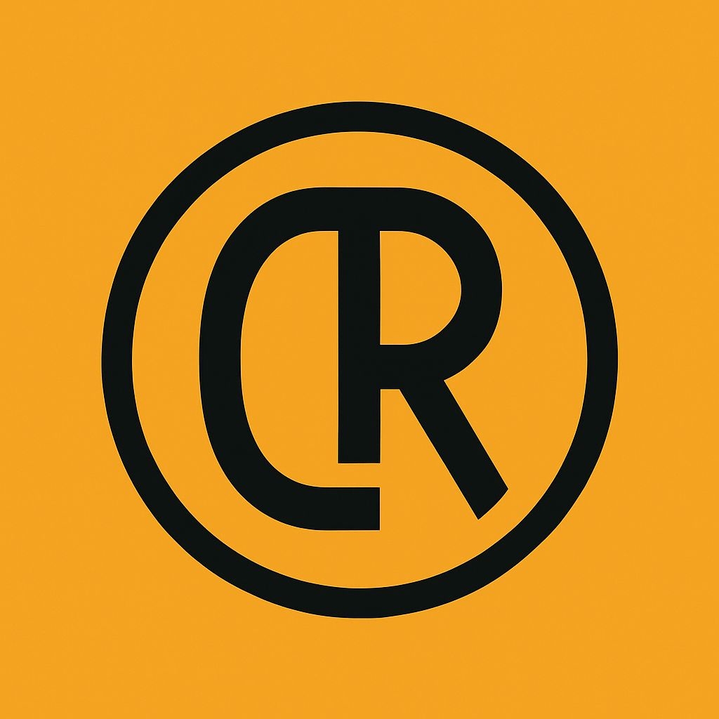 Modern Black Registered Trademark Symbol on Amber Yellow Logo