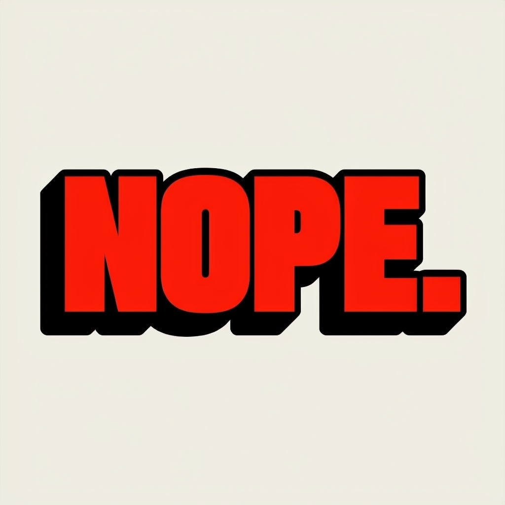 Bold Red "NOPE." Typography on Off-White Background T-Shirt