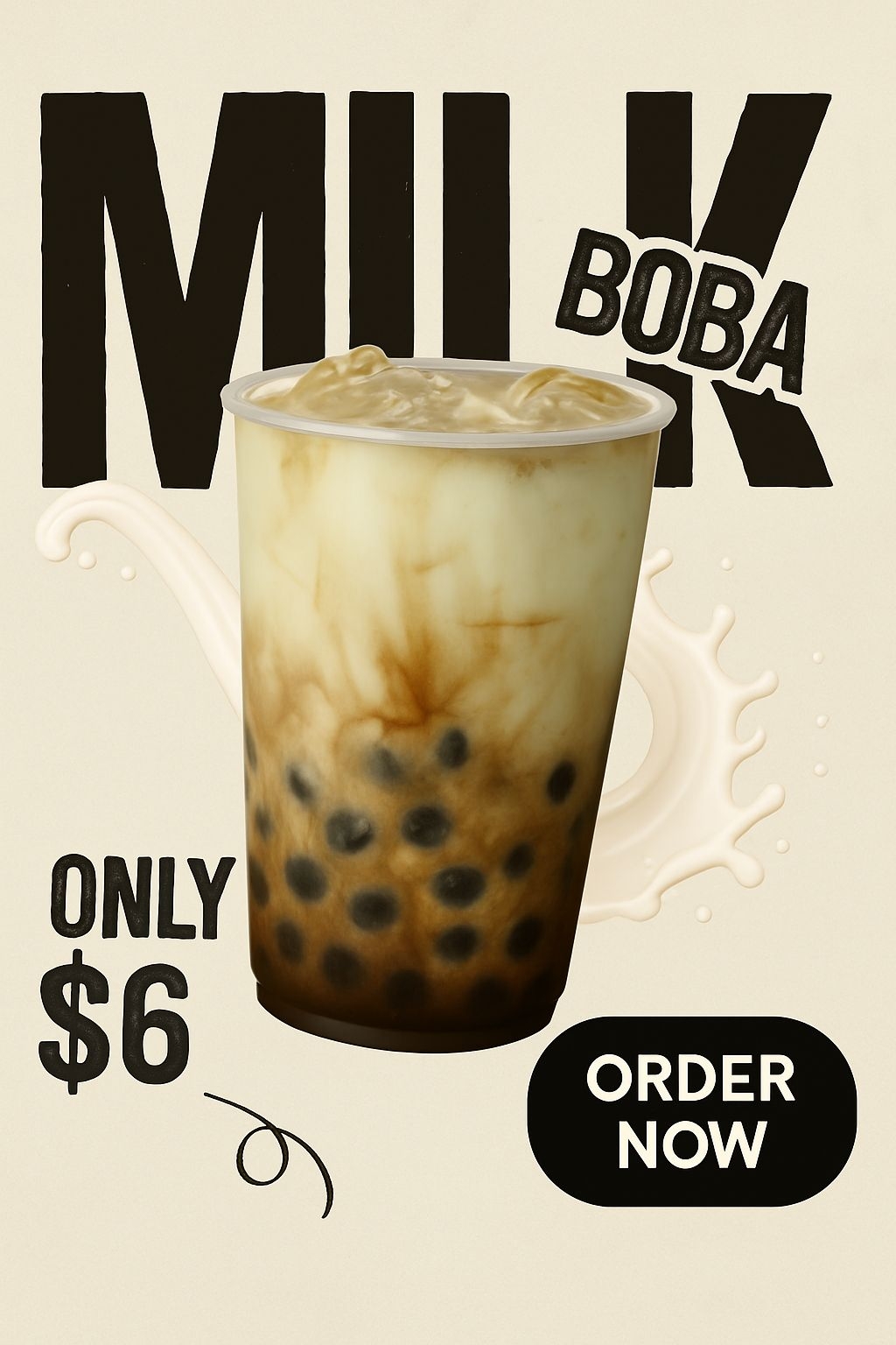 Promotional Milk Boba Tea Advertisement with Eye-catching Design Flyer