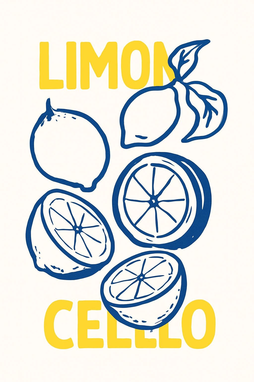 Navy Blue Minimalist Lemon Line Art with Bold Yellow Text T-shirt