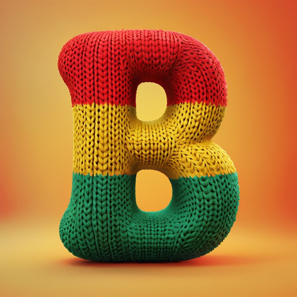 Vibrant Knitted Letter B with Playful Colors and Texture Monogram