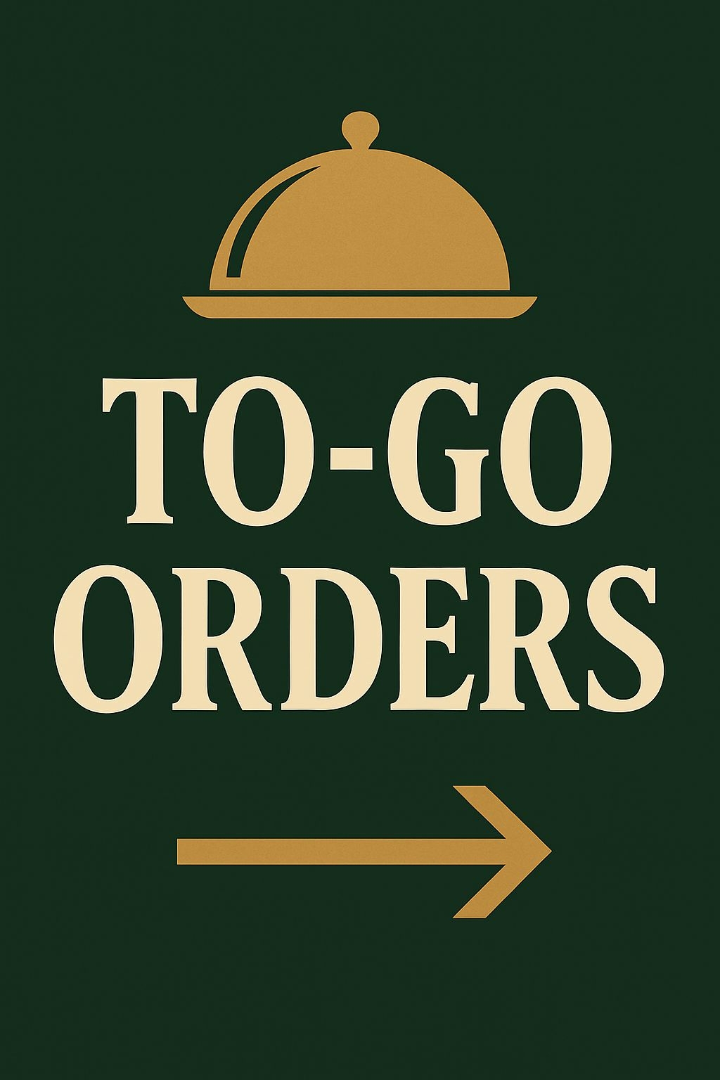 Modern Minimalist To-Go Orders Sign with Restaurant Bell Icon Event Sign