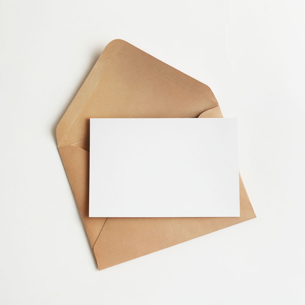 Minimalist Light Brown Envelope with White Card Mockup