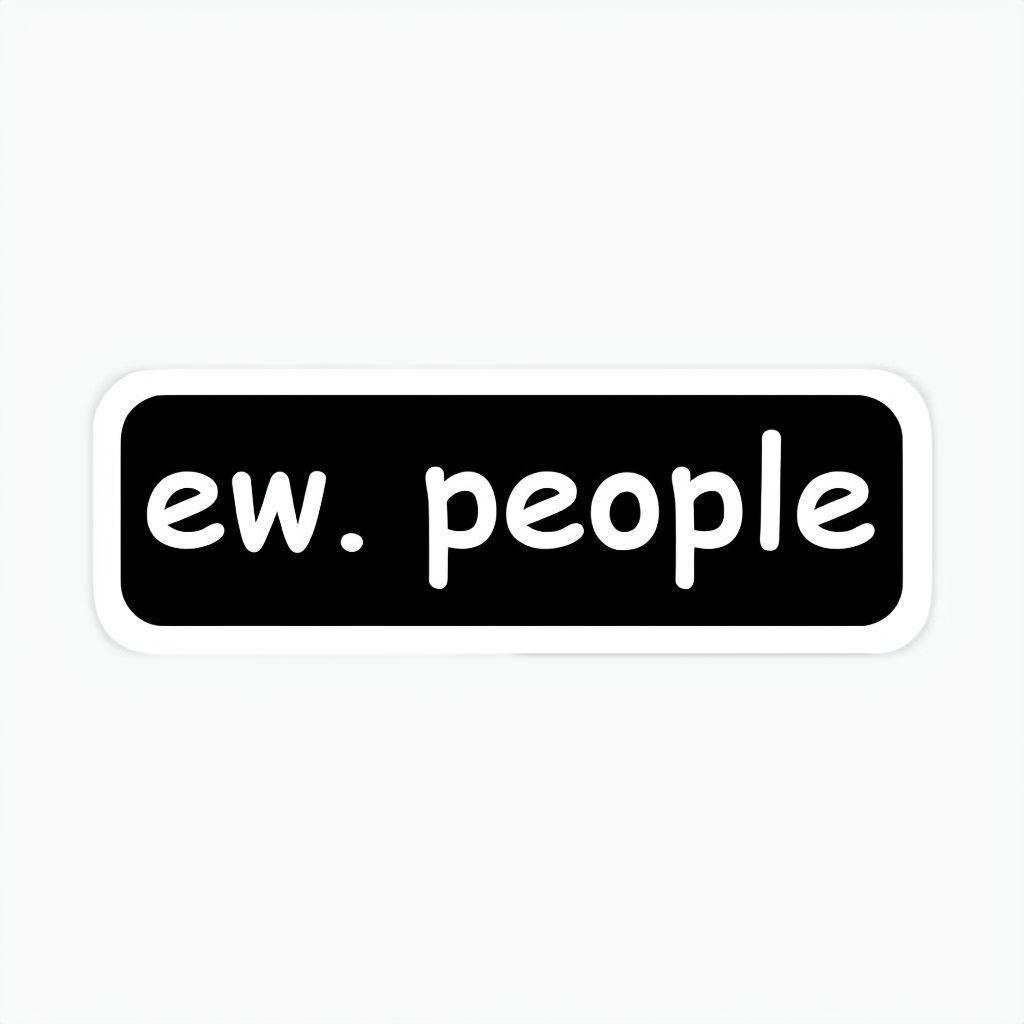 Ew. People Casual Cartoon Sticker with Bold Text Design