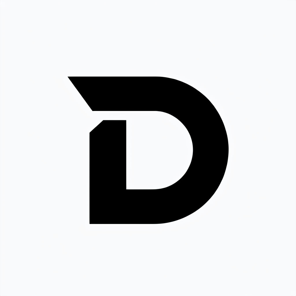 Bold Black Geometric Letter D Minimalist Logo