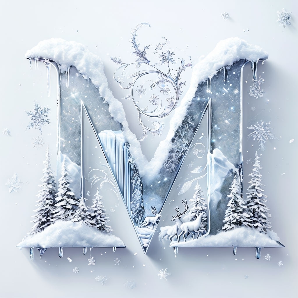 Enchanted Winter Wonderland 'M' Monogram Design Art