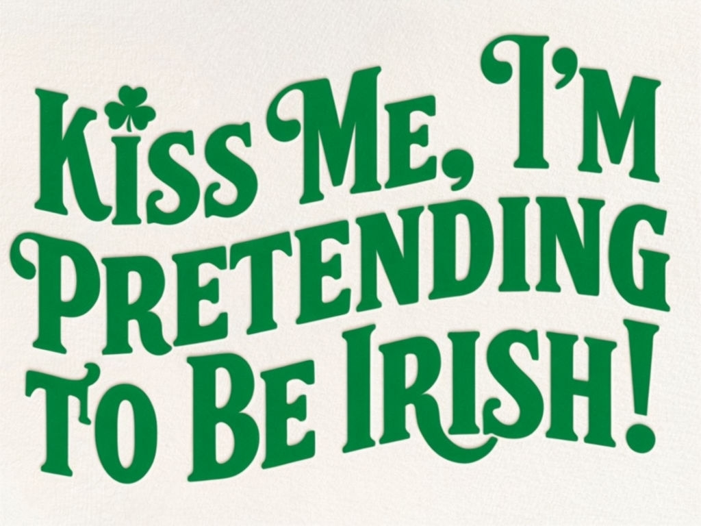 Retro Green Kiss Me I'm Pretending to Be Irish T-Shirt