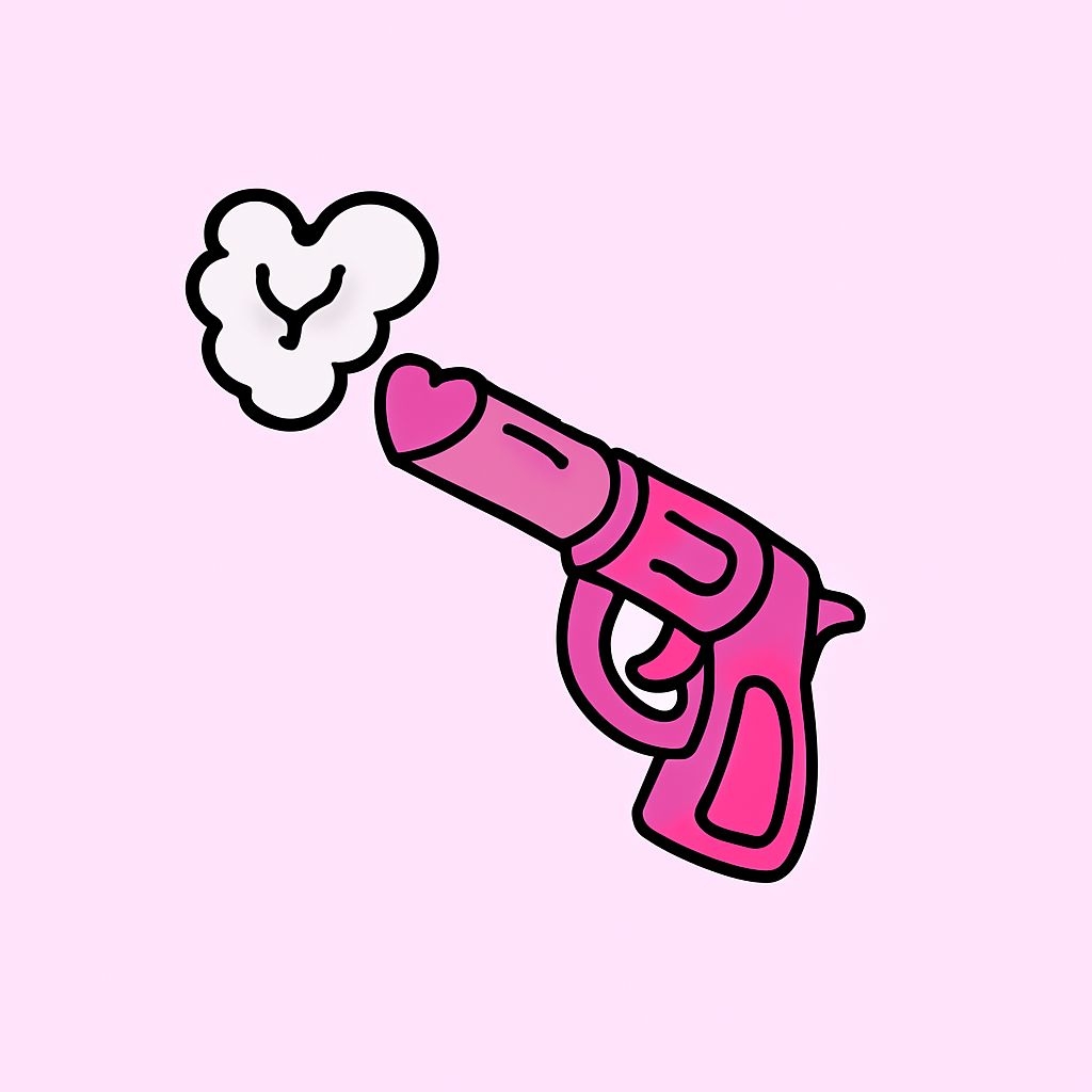 Vibrant Pink Revolver Heart Illustration Sticker