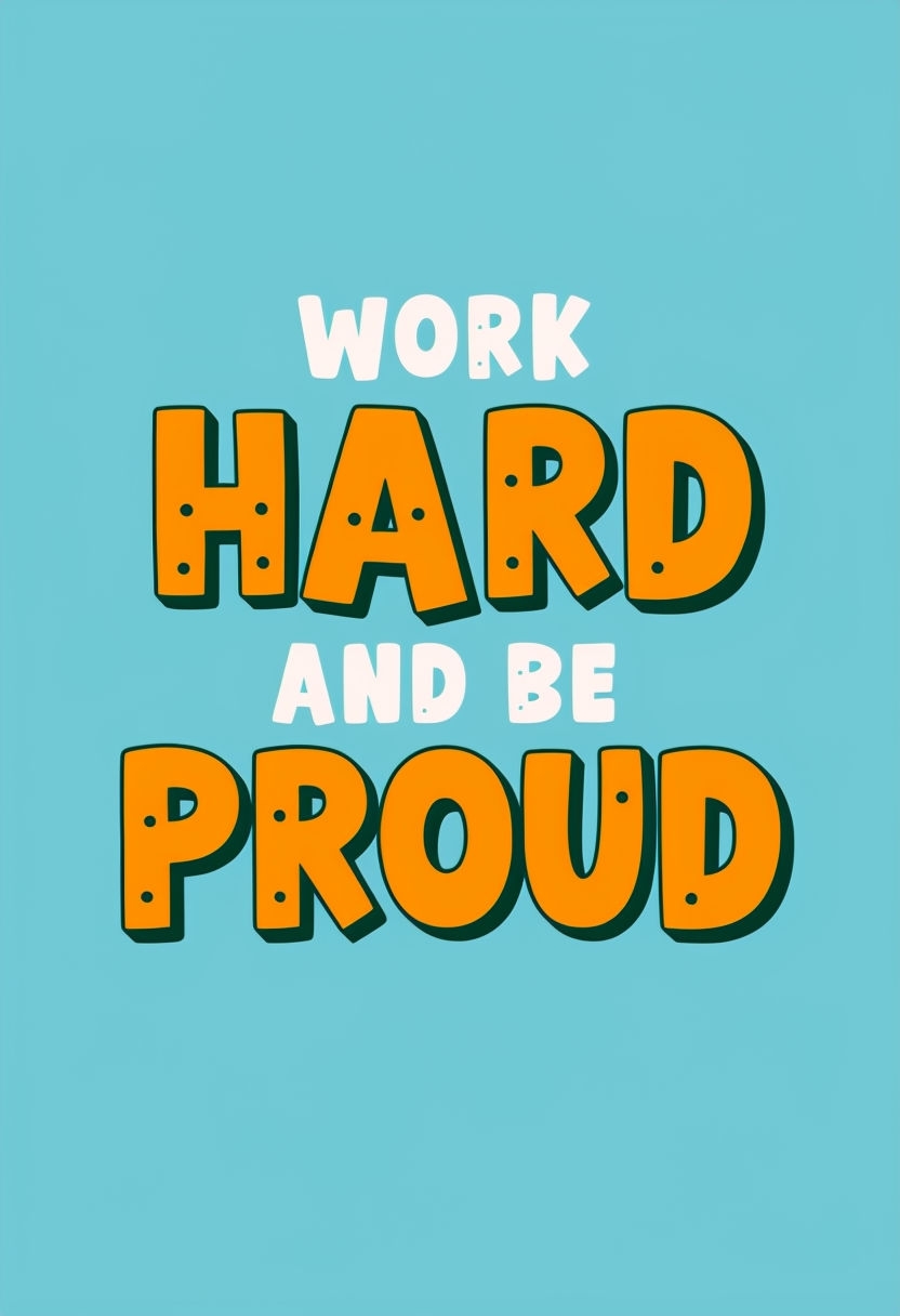 Vibrant Motivational Work Hard Be Proud Graphic Design Art