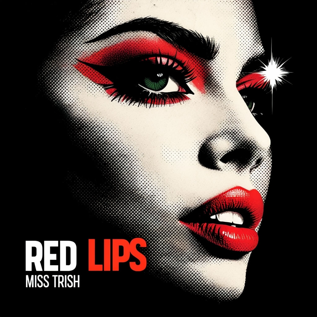 Vintage Pop Art Woman with Red Lips and Bold Eye Makeup Spotify Album Cover