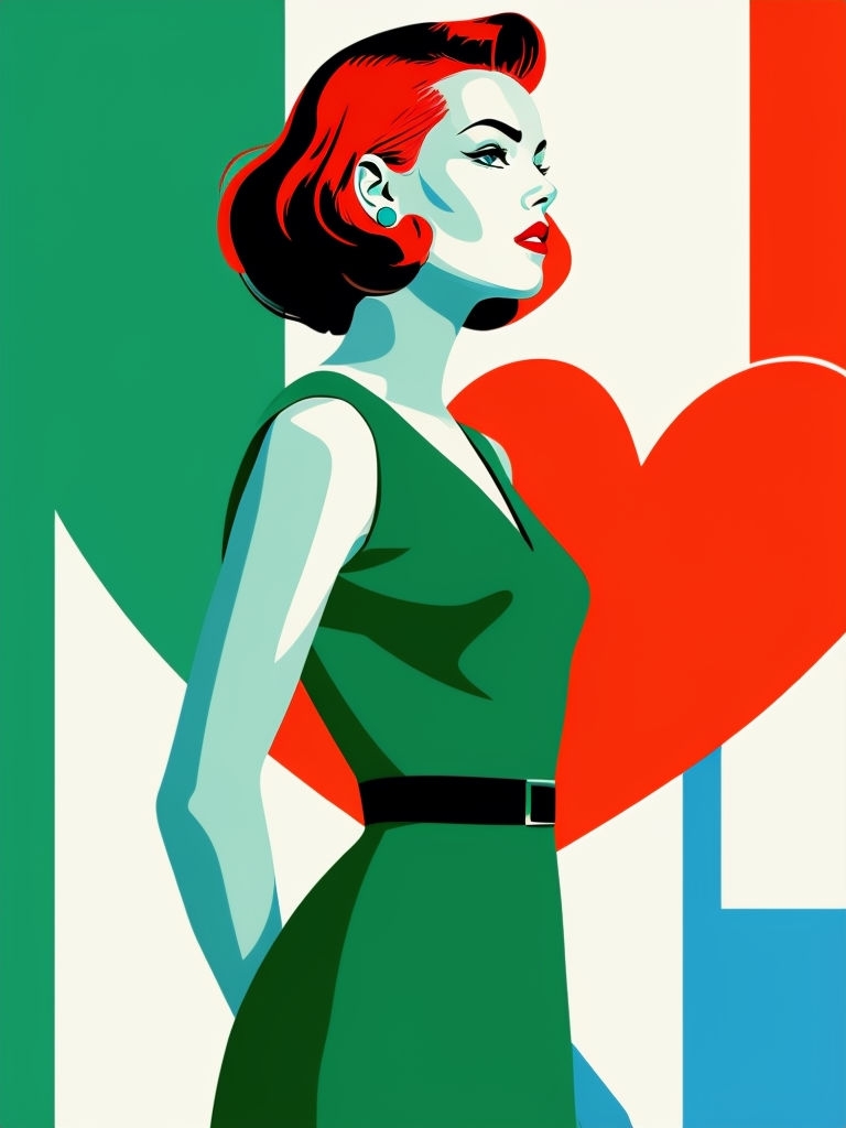 Elegant Minimalist Woman Illustration with Geometric Background Art