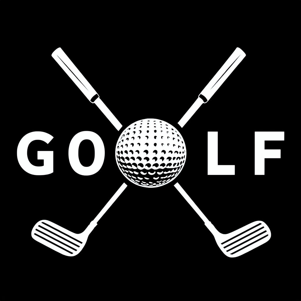 Minimalist Golf Design Featuring Crossed Clubs and Ball Hat