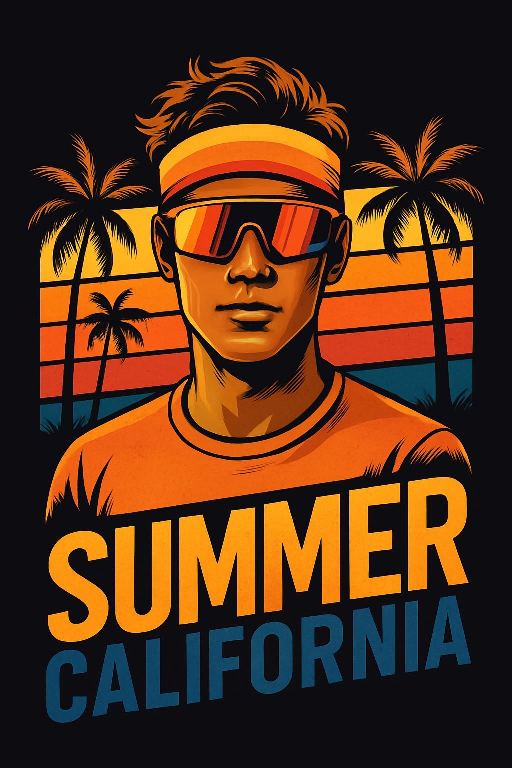 Retro Summer California Vibes Illustration T-Shirt