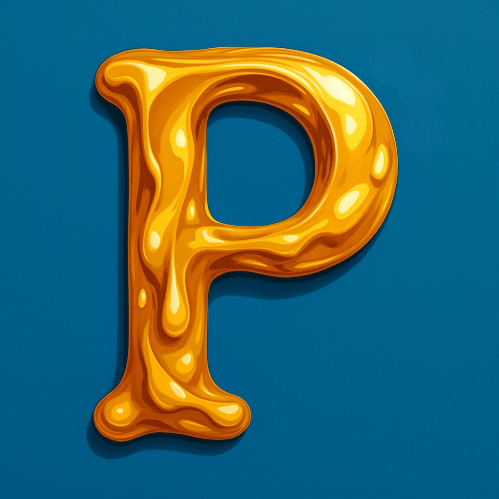 Stylish Metallic Liquid Letter P Illustration Monogram