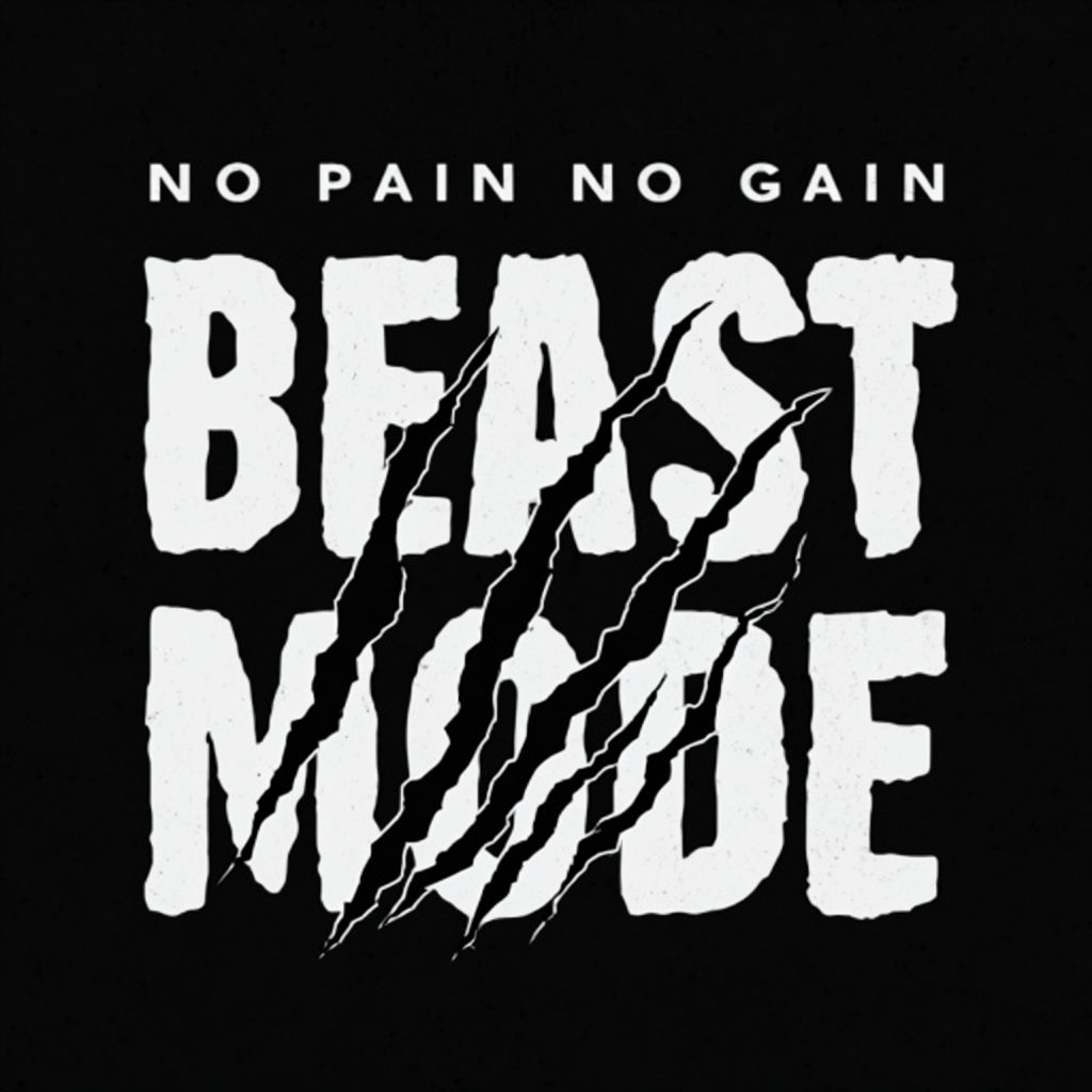 No Pain No Gain Beast Mode Motivational Graphic T-Shirt