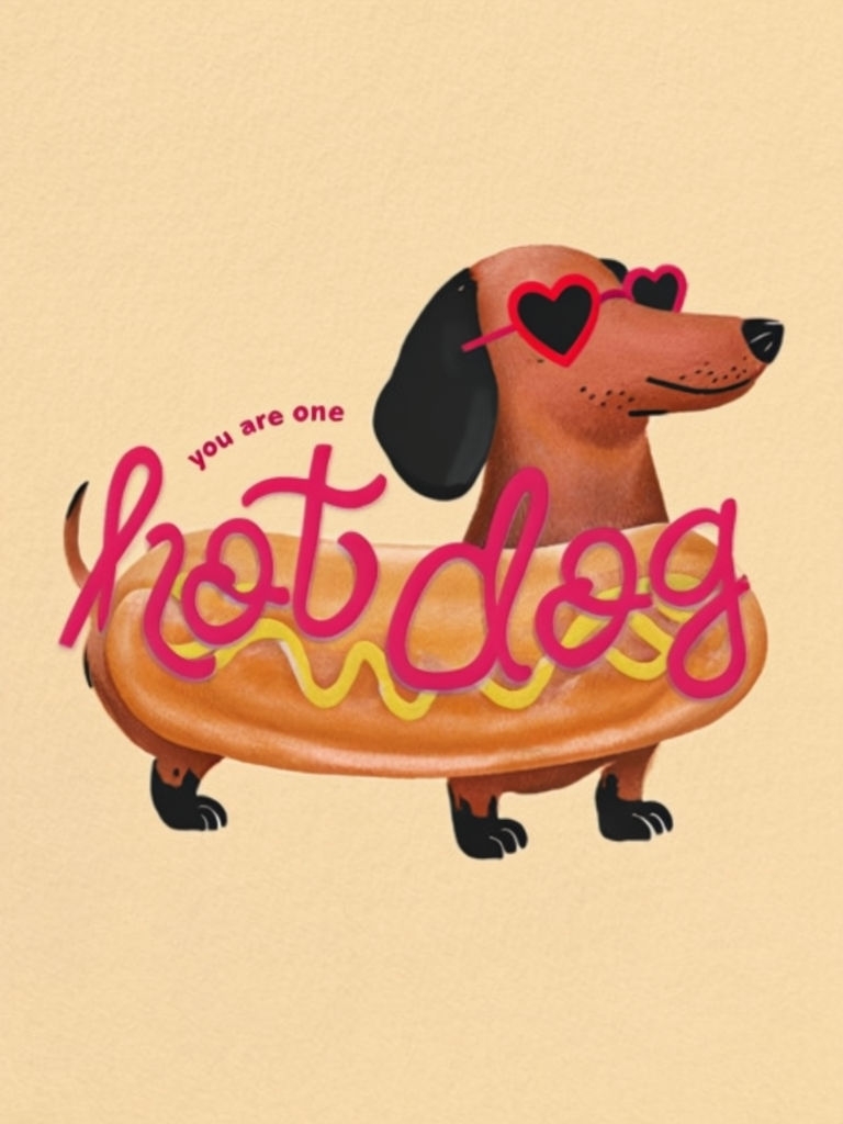 Whimsical Dachshund Hot Dog Illustration T-Shirt