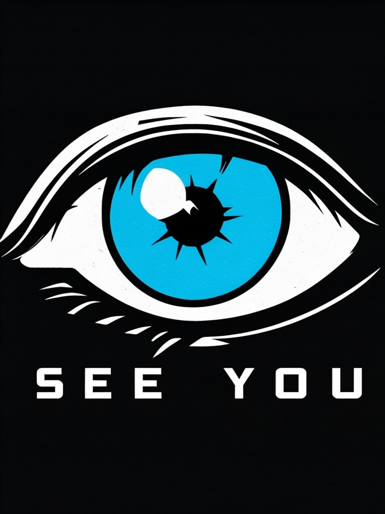 Vibrant Anime Eye with 'See You' Text Graphic T-Shirt