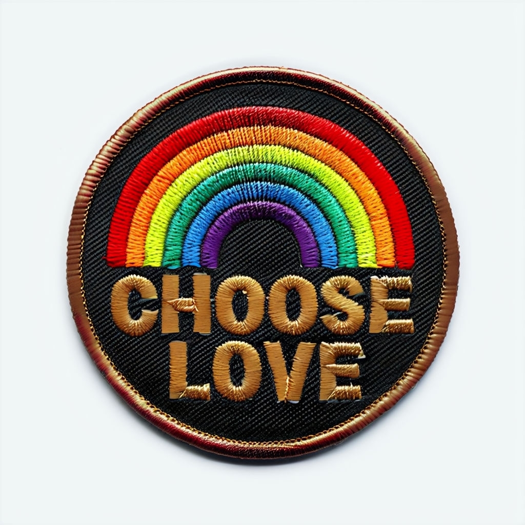 Vibrant Rainbow Embroidery with Choose Joy Message Patch Hat