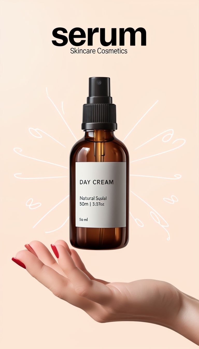 Elegant Natural Squalan Serum Bottle Advertisement Design Ads