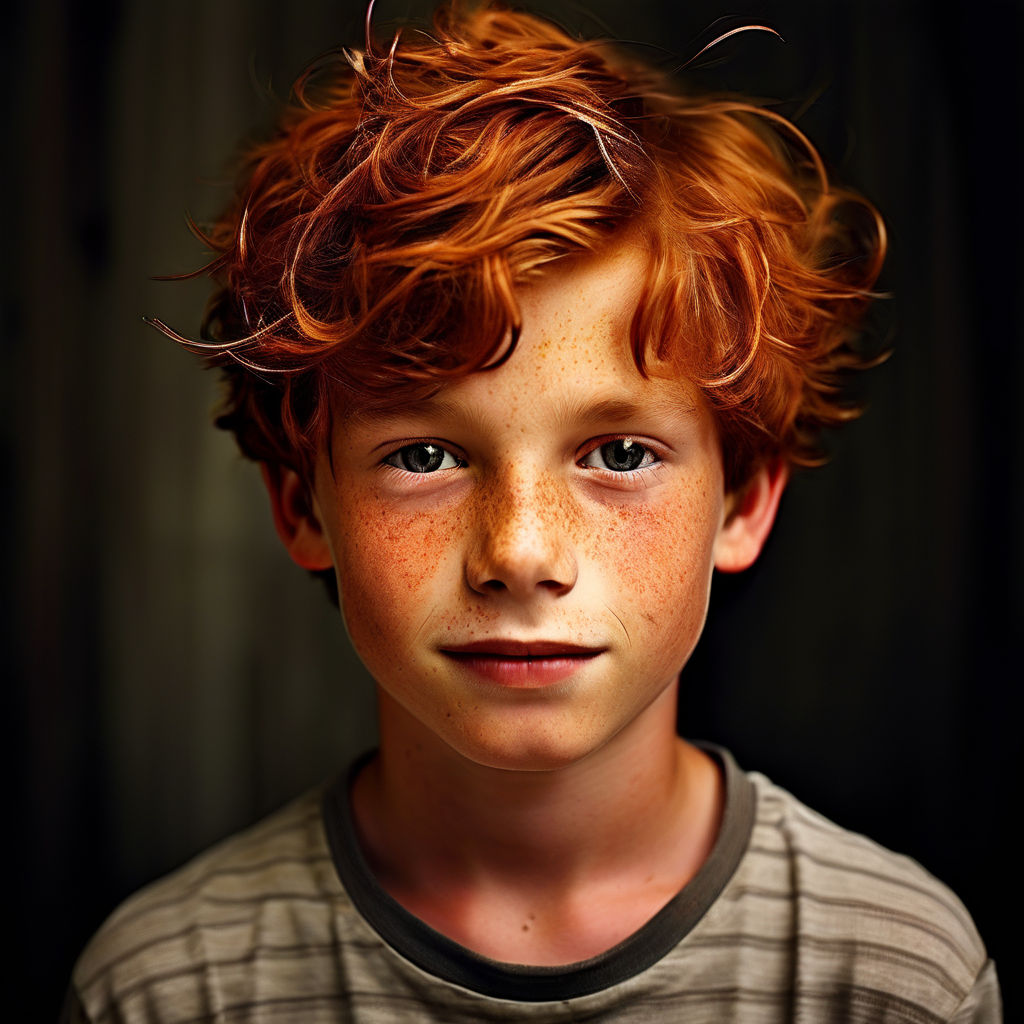 he has red hair and freckles