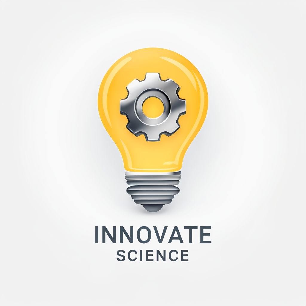 Sleek Light Bulb and Gear Logo for Innovative Science