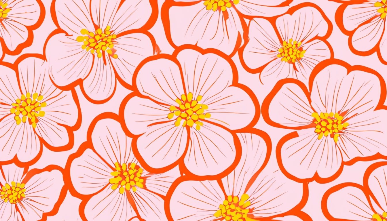 Vibrant Floral Pattern with Orange and Yellow Accents Background