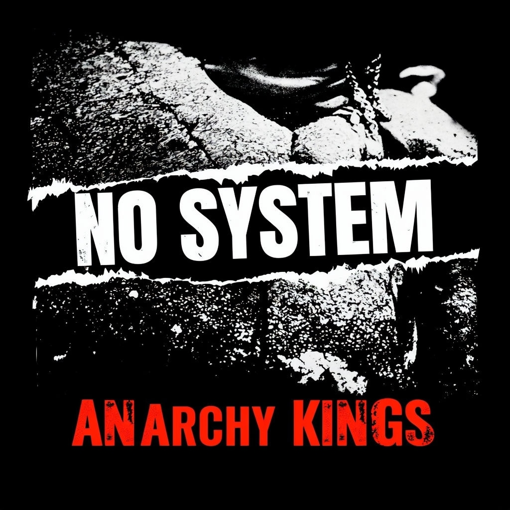 Gritty Black and White Punk Album Cover Design for NO SYSTEM Spotify Album Cover