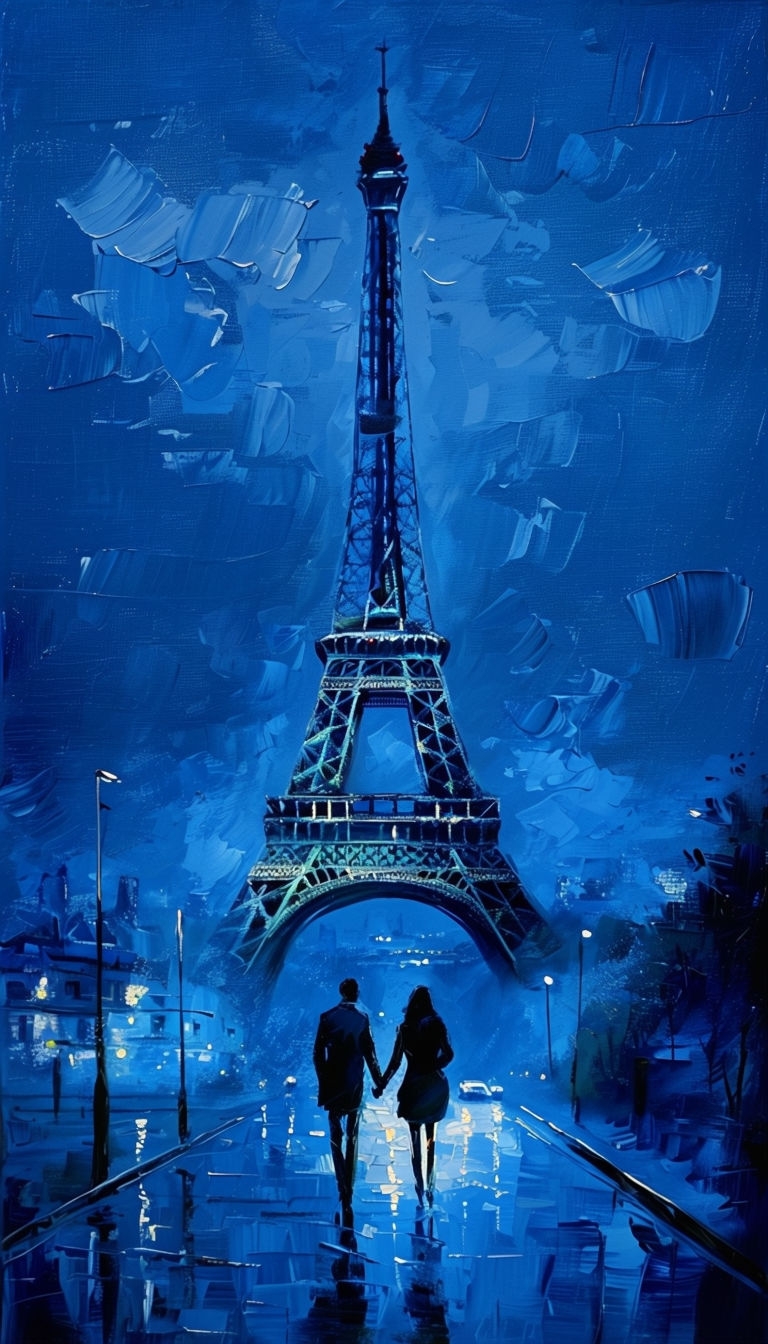 Romantic Paris Night Scene with Eiffel Tower Mobile Wallpaper