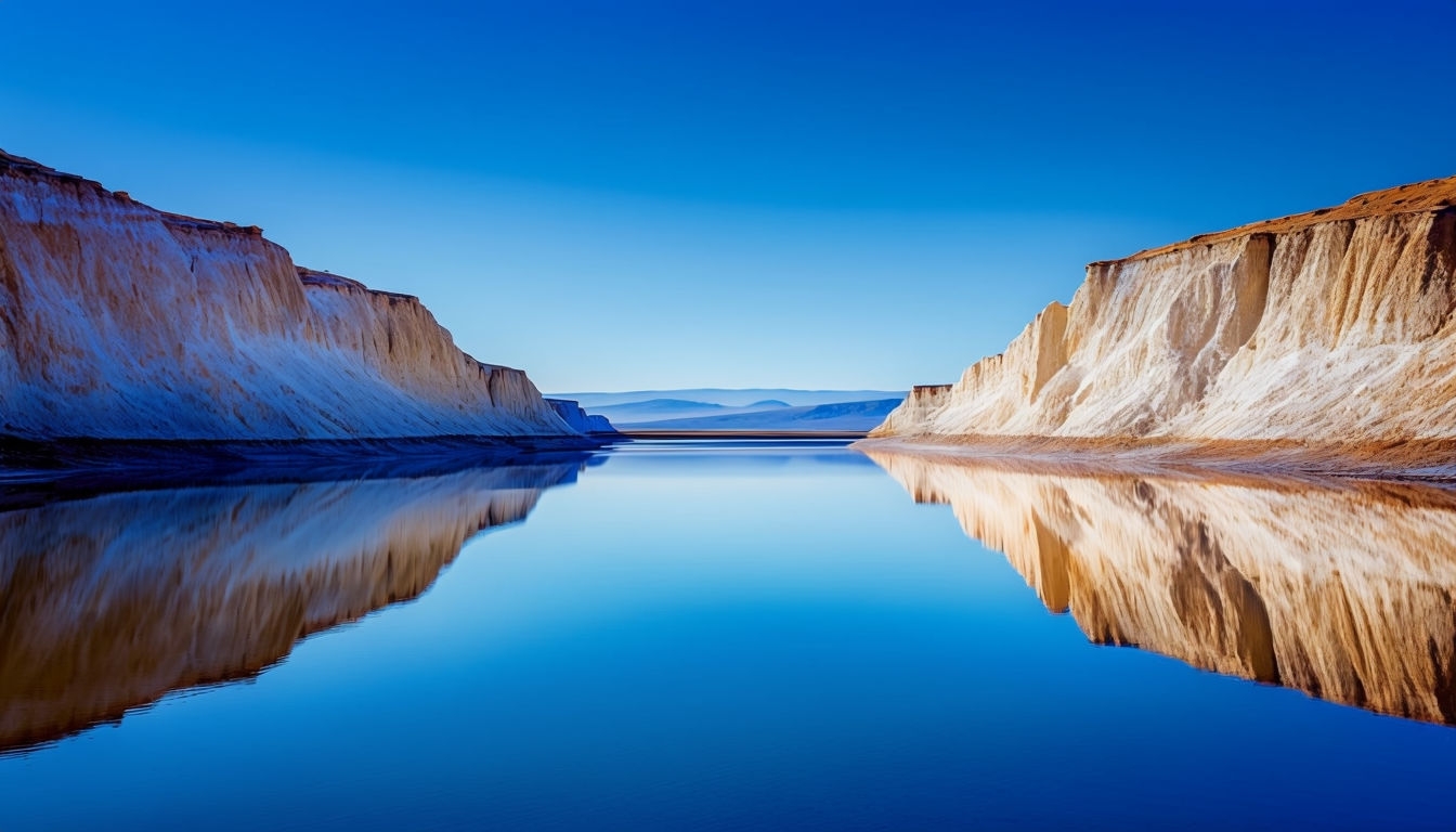 Serene Minimalist Landscape with Reflective Water Virtual Backgrounds