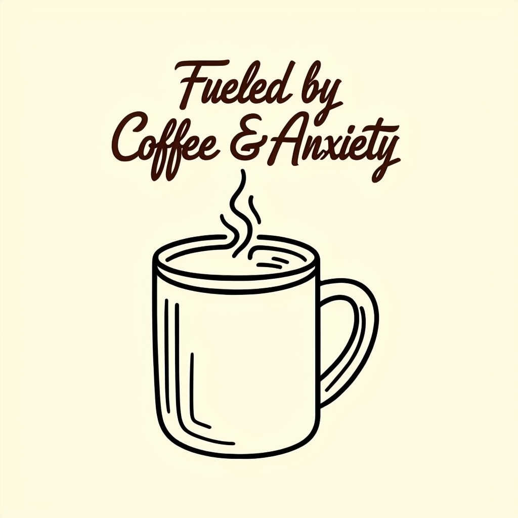 Fueled by Coffee & Anxiety Minimalist Mug Illustration T-shirt