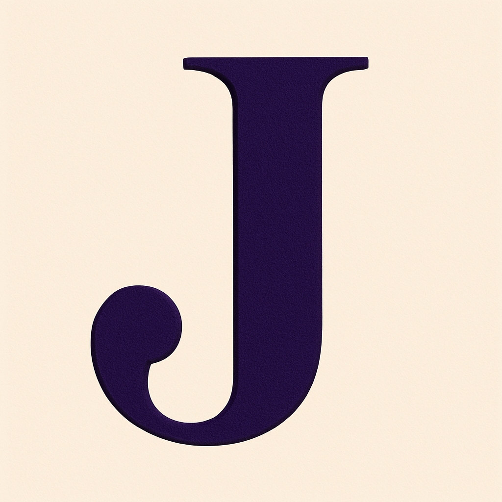 Bold Deep Purple Serif Letter J Monogram Design
