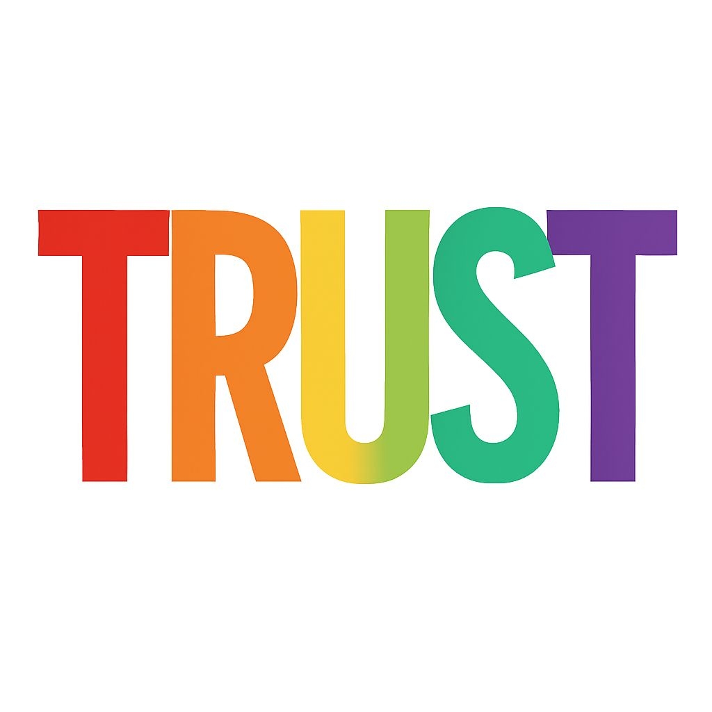 Vibrant Trust Typography Design on Clean White Background Mug