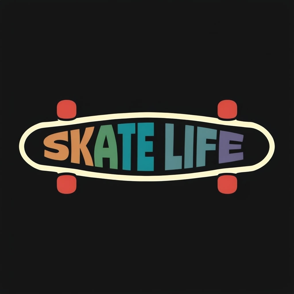Minimalist Skateboard Graphic Design with Vibrant Colors Logo