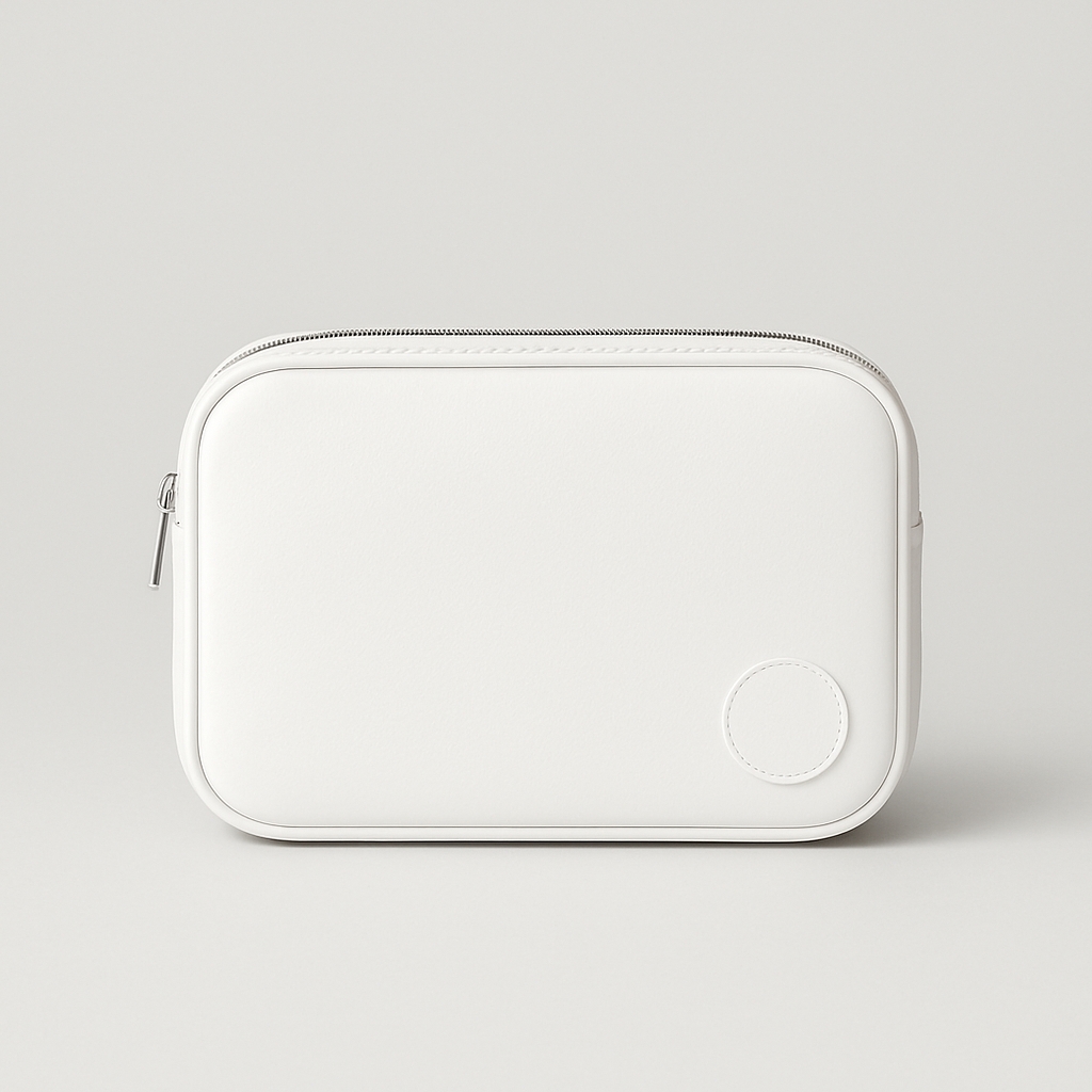 Minimalist White Leather Accessory Case Mockup